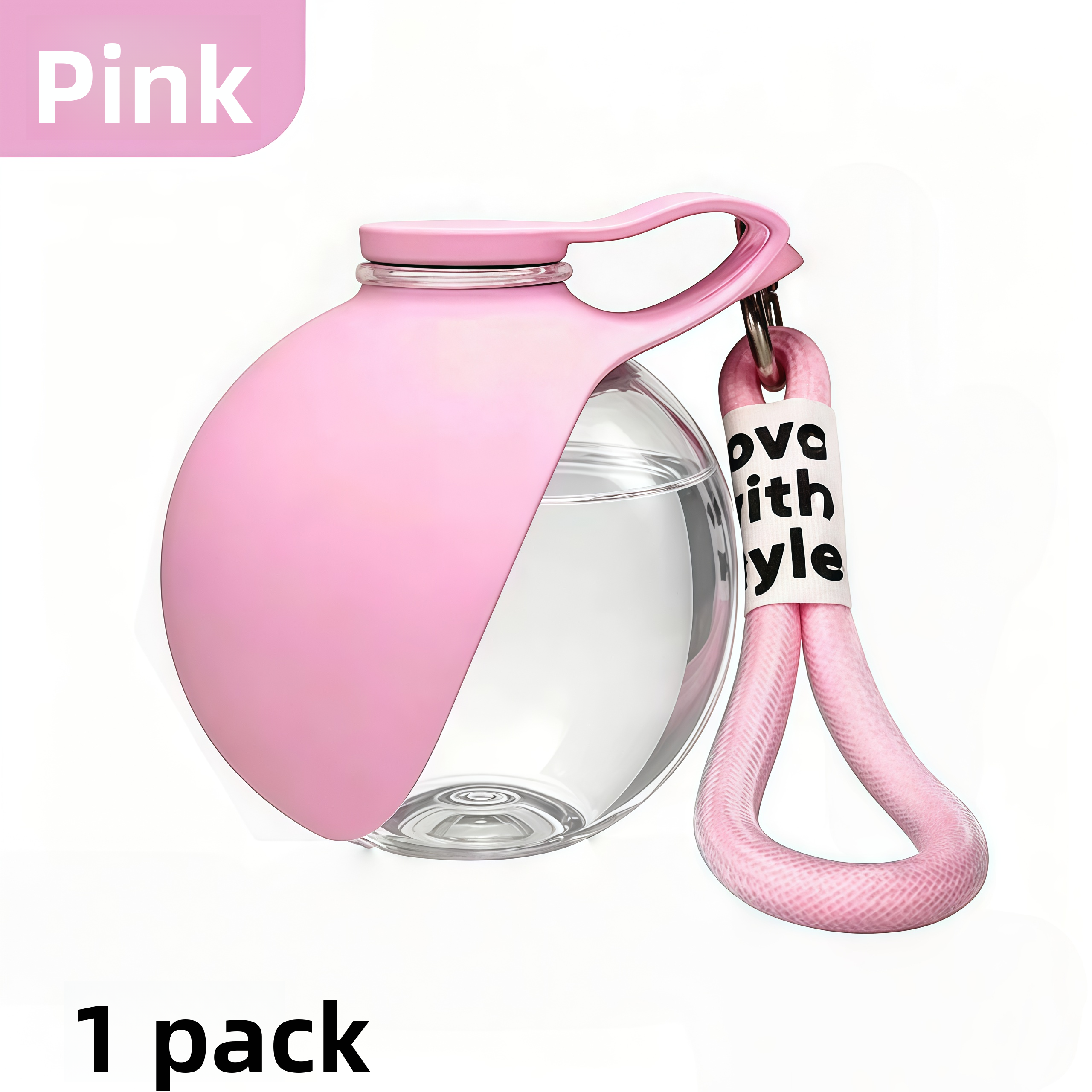Portable Water Bottle In Blue & Pink.