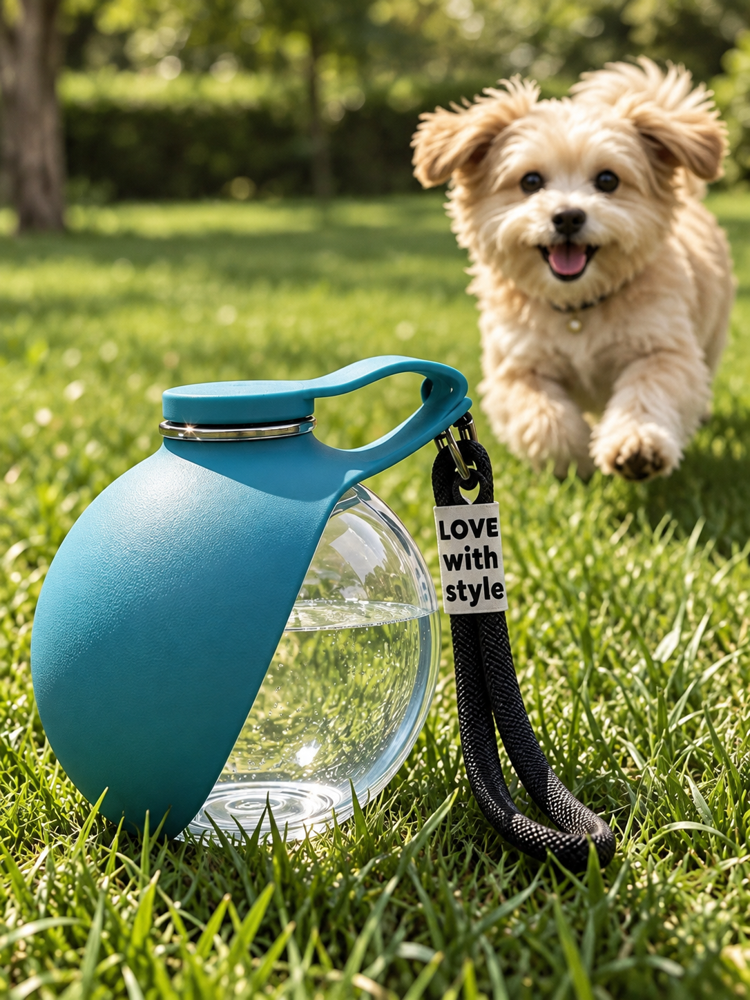 Portable Water Bottle In Blue & Pink.